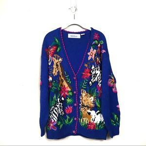 belle pointe Sweaters - Vintage belle pointe zoo animal cardigan sweater belle pointe Sweaters - Vintage belle pointe zoo animal cardigan sweater